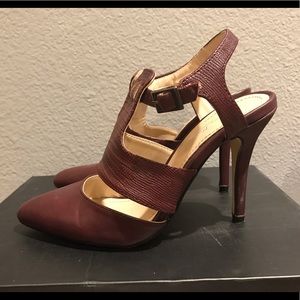 Plum pointed toe heels